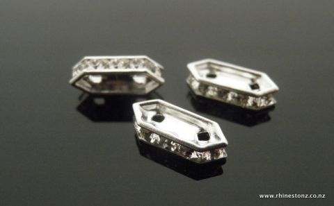 Swarovski Bardelle 2Hole Silver/Crystal 11mm